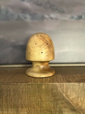 Vintage Myrtlewood Mushroom Toothpick Holder Carved Wood Decor